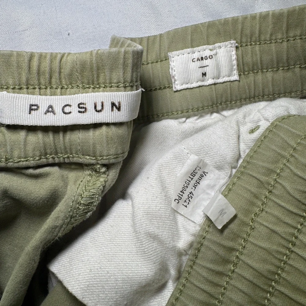 PacSun‎ Men's Olive Green Cargo Jogger Pants Elastic Waist Toggle Hem Medium